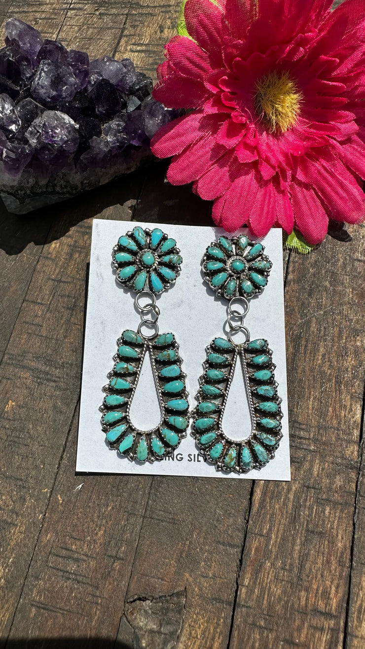 Turquoise Cluster Dangle Earrings