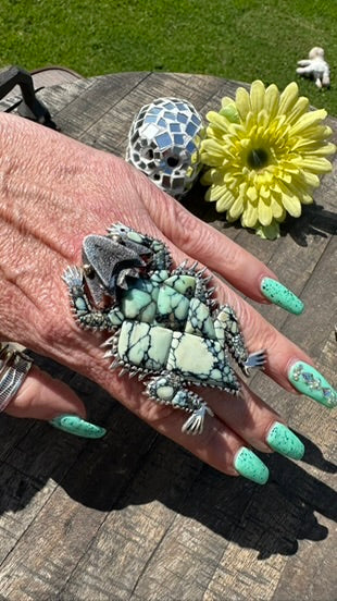Variscite Horned Frog Ring