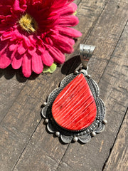 Teardrop Red Spiny Pendant