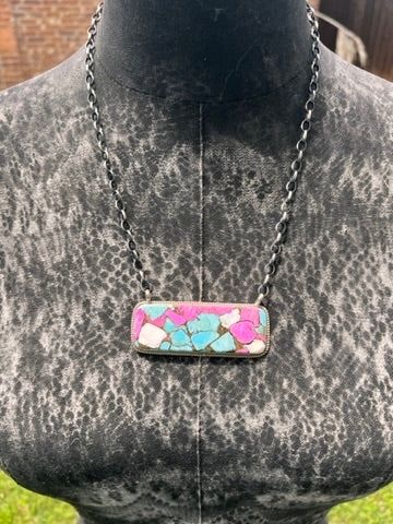 XL Cotton Candy Kingman Bar Necklace- 2