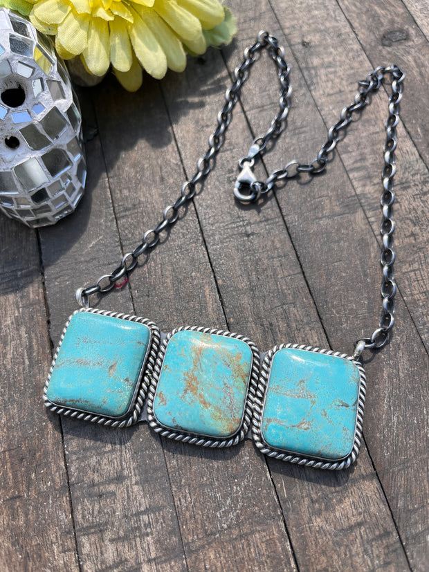 3 Stone Square Necklace #1-9