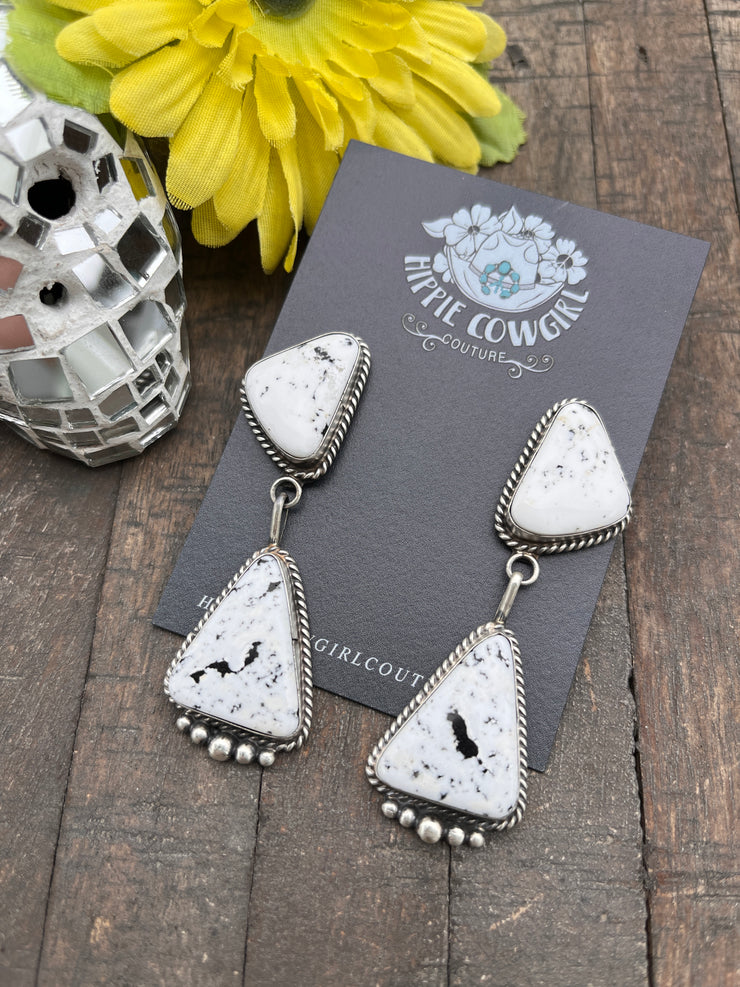 2 Stone White Buffalo Earrings
