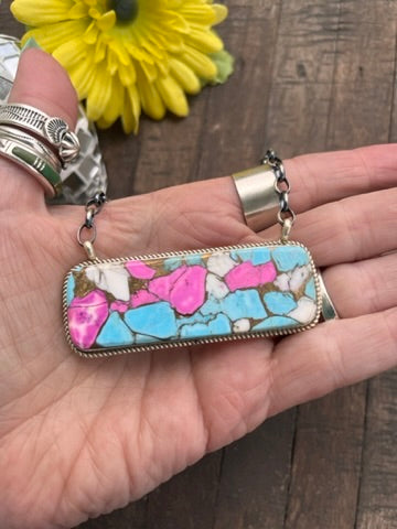 XL Cotton Candy Kingman Bar Necklace- 4