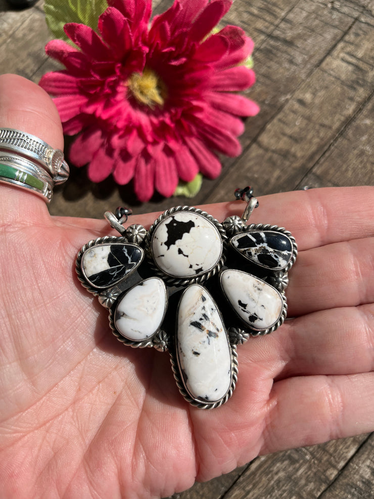 White Buffalo Half Cluster Necklace #3