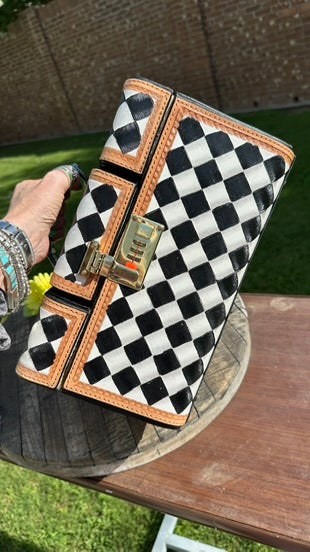 Checkerboard Cowhide and Leather Jewelry Box
