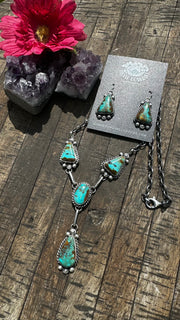 4 Stone Kingman Turquoise Mini Lariat Set- A