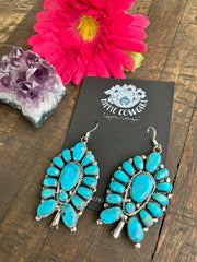 Blue Kingman Squash Blossom Earrings