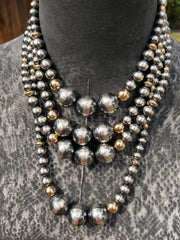 18" Navajo Style Pearl and Gold Filled Beads