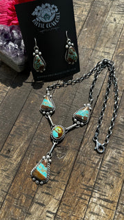 4 Stone Kingman Turquoise Mini Lariat Set- K