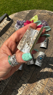 Stamped Horses Sterling Silver and Turquoise Braid Keeper