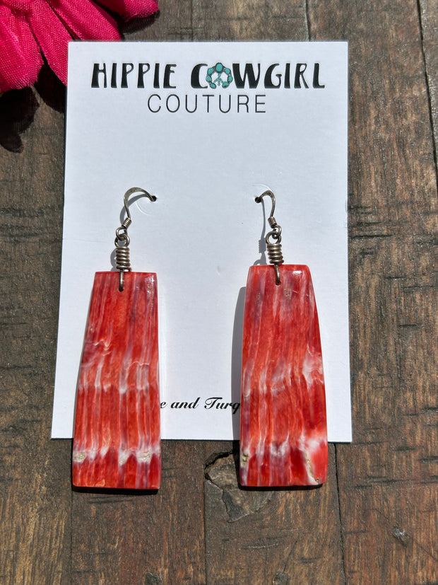 Red Spiny Dangle Earrings