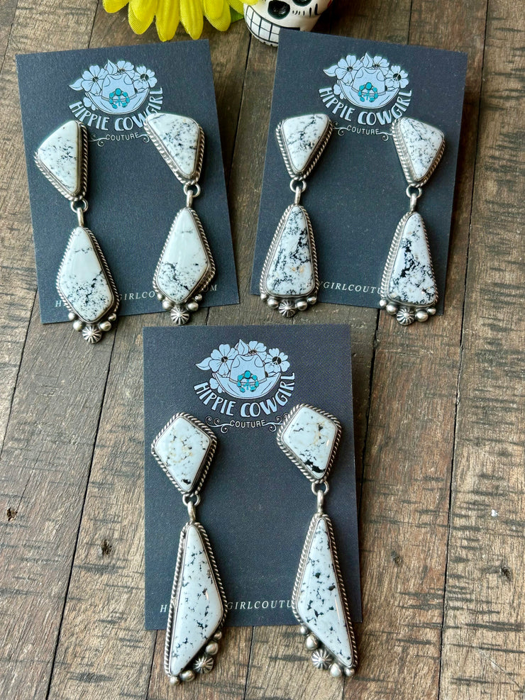 2 Stone White Buffalo Earrings