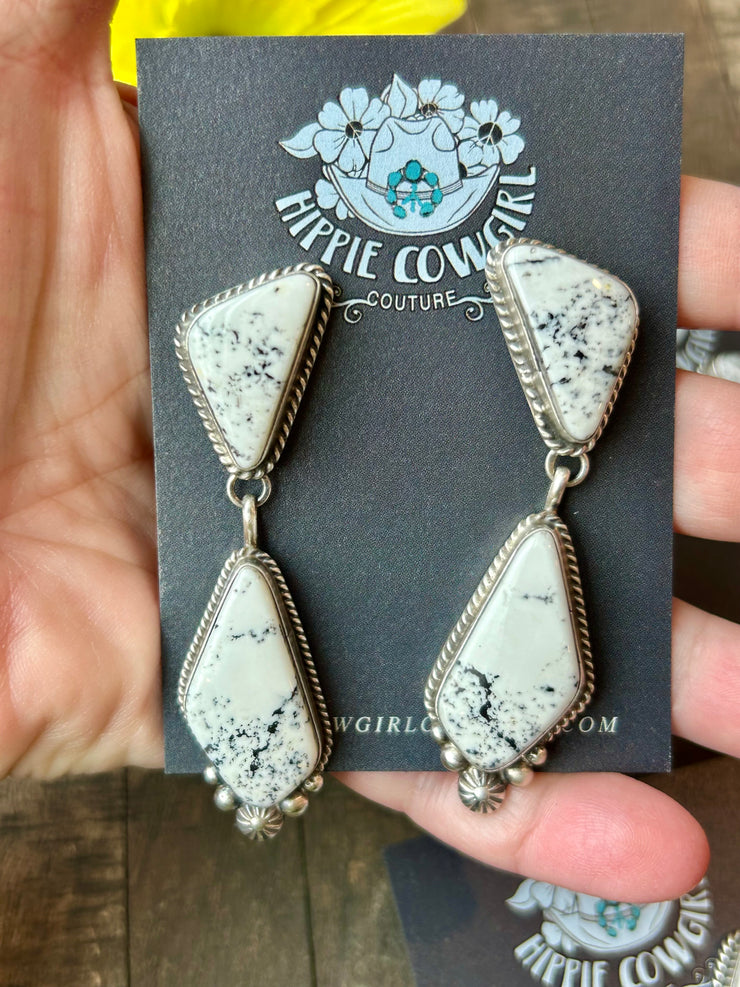 2 Stone White Buffalo Earrings