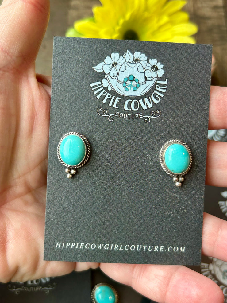 Blue Kingman Stud Earrings