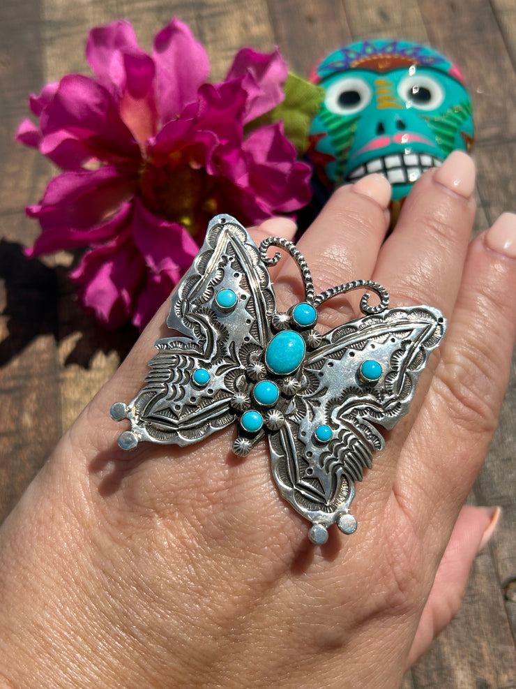 Sleeping Beauty Butterfly Ring Sz 8 1/2