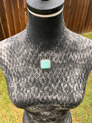 Kingman Turquoise Square Necklace #1-3
