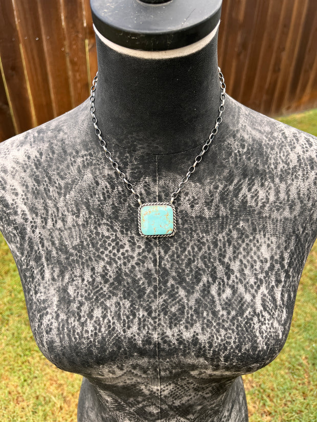 Kingman Turquoise Square Necklace #1-3