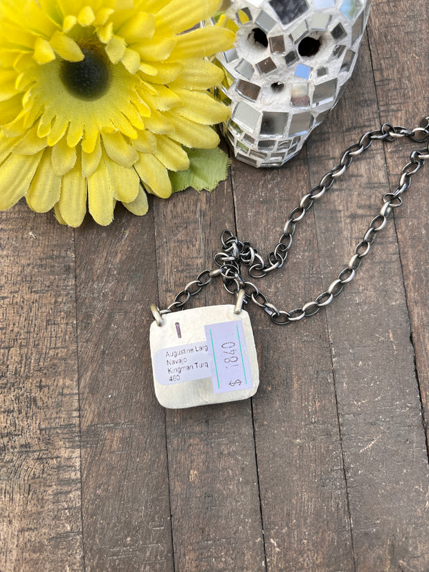 Kingman Turquoise Square Necklace #1-3