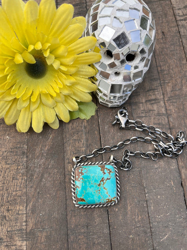 Kingman Turquoise Square Necklace #1-3