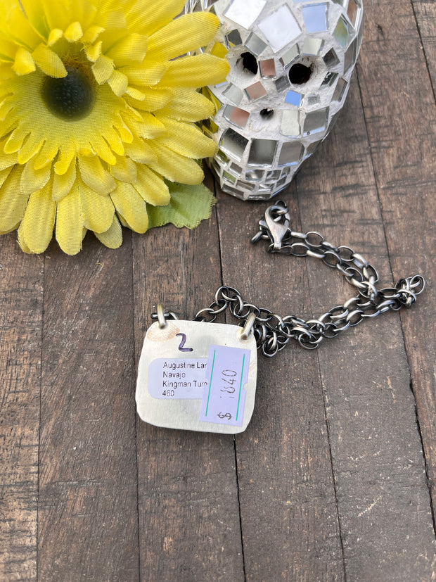 Kingman Turquoise Square Necklace #1-3