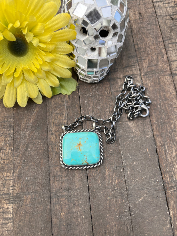 Kingman Turquoise Square Necklace #1-3