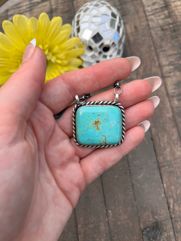 Kingman Turquoise Square Necklace #1-3