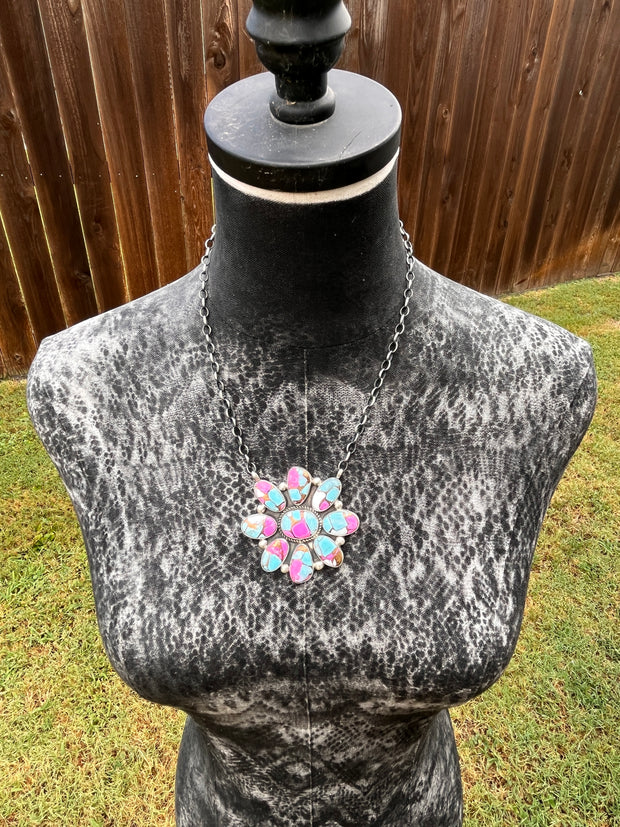 Cotton Candy Kingman Turquoise  Necklace #1-8