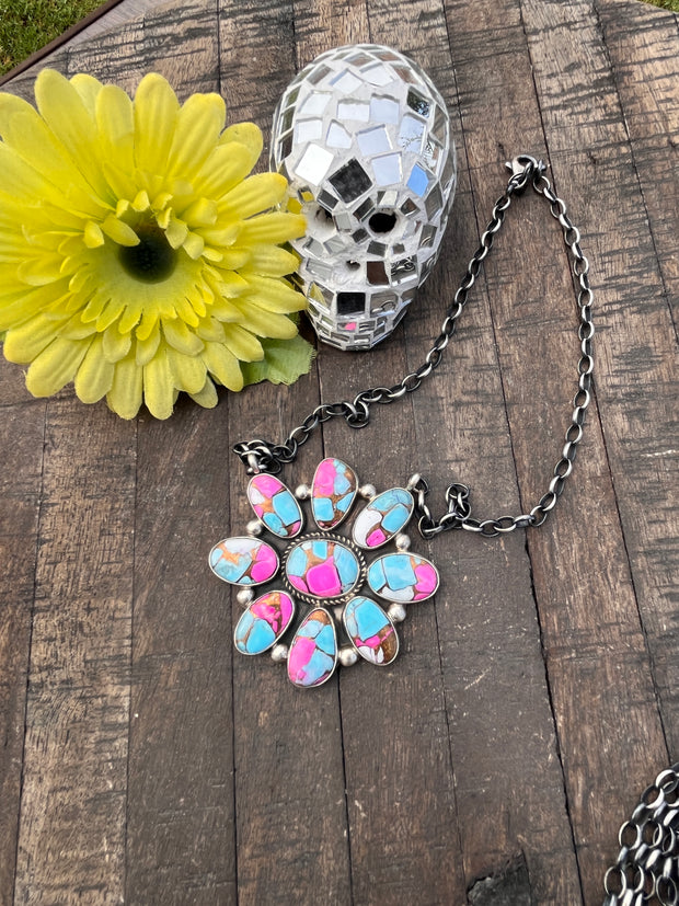 Cotton Candy Kingman Turquoise  Necklace #1-8