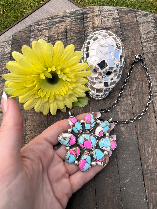 Cotton Candy Kingman Turquoise  Necklace #1-8