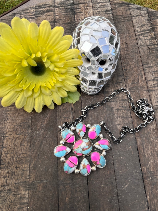 Cotton Candy Kingman Turquoise  Necklace #1-8