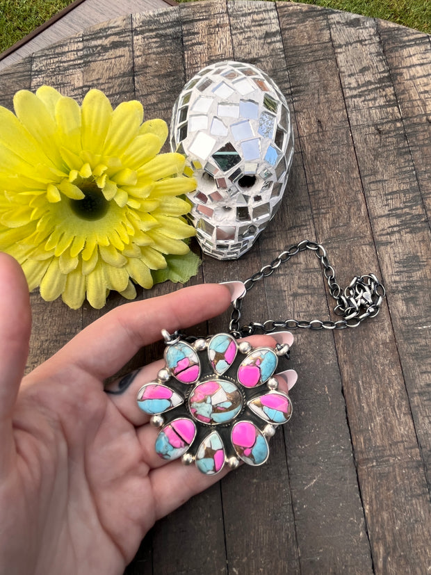 Cotton Candy Kingman Turquoise  Necklace #1-8