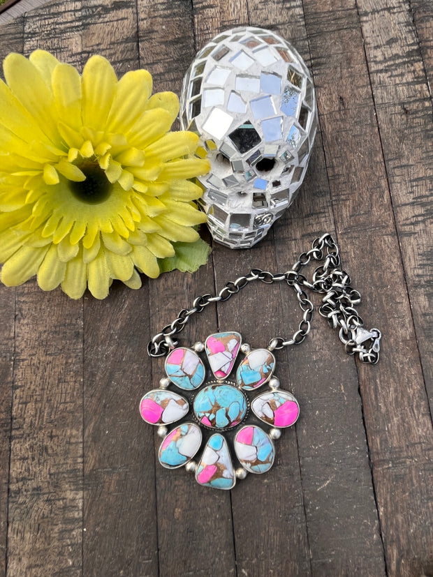 Cotton Candy Kingman Turquoise  Necklace #1-8