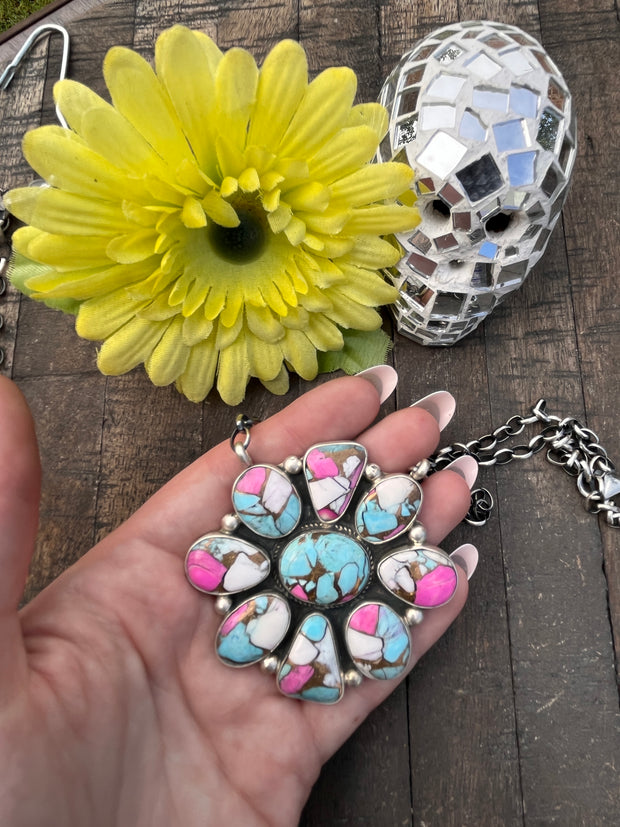 Cotton Candy Kingman Turquoise  Necklace #1-8