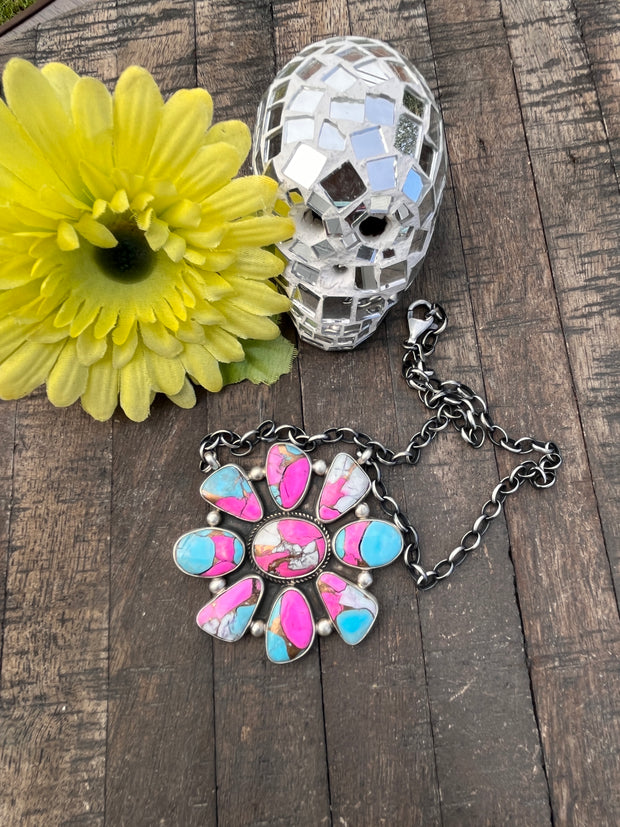 Cotton Candy Kingman Turquoise  Necklace #1-8