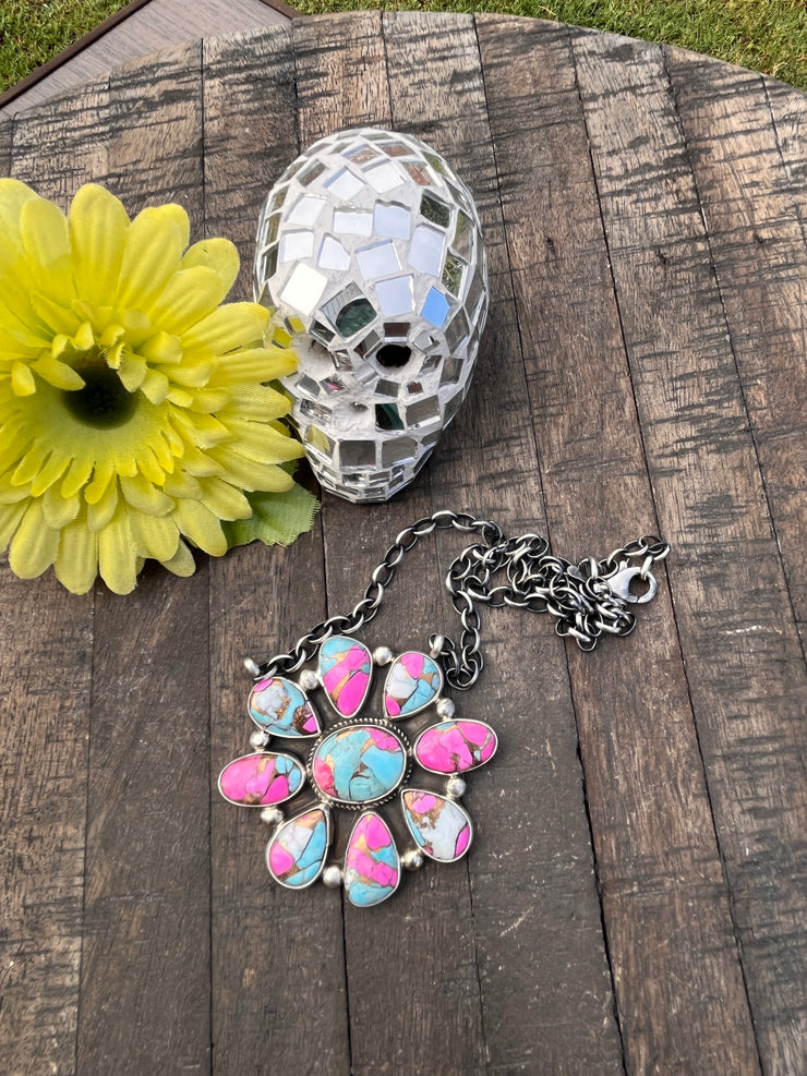 Cotton Candy Kingman Turquoise  Necklace #1-8
