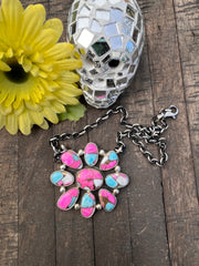 Cotton Candy Kingman Turquoise  Necklace #1-8