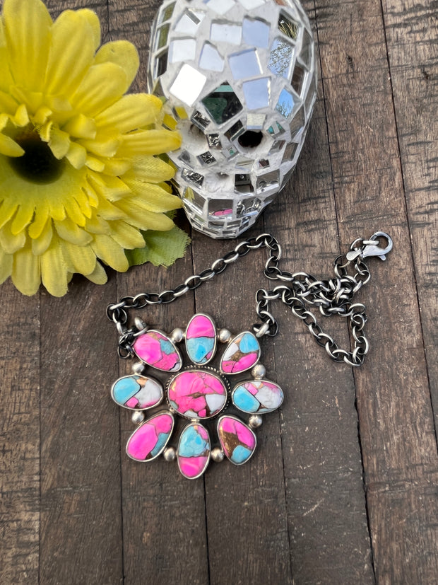 Cotton Candy Kingman Turquoise  Necklace #1-8
