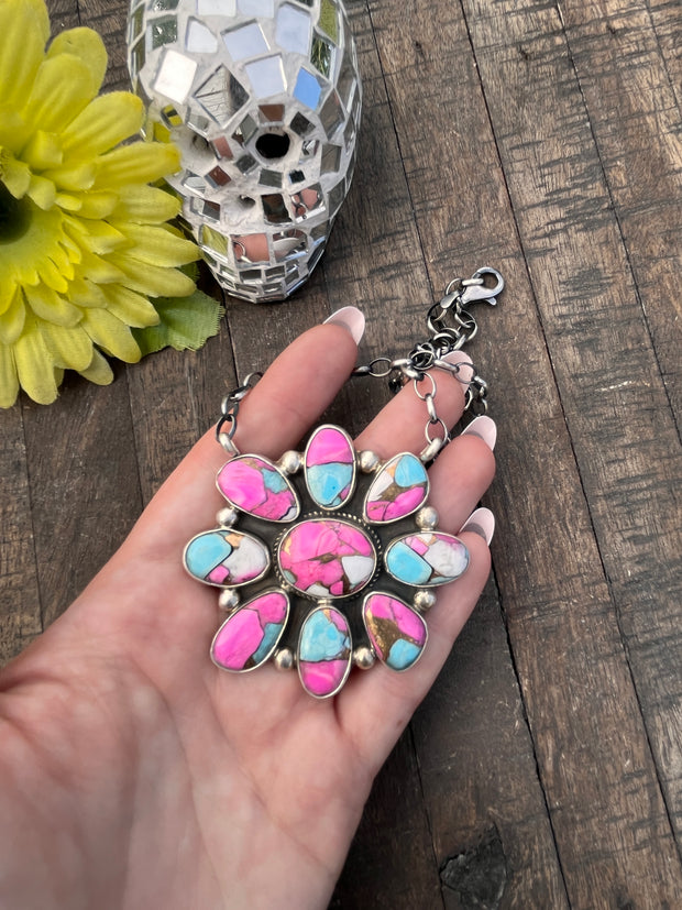 Cotton Candy Kingman Turquoise  Necklace #1-8