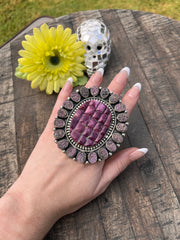 Druzy and Spiny Oyster Ring