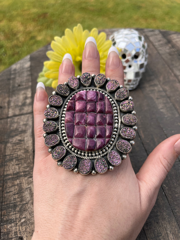 Druzy and Spiny Oyster Ring