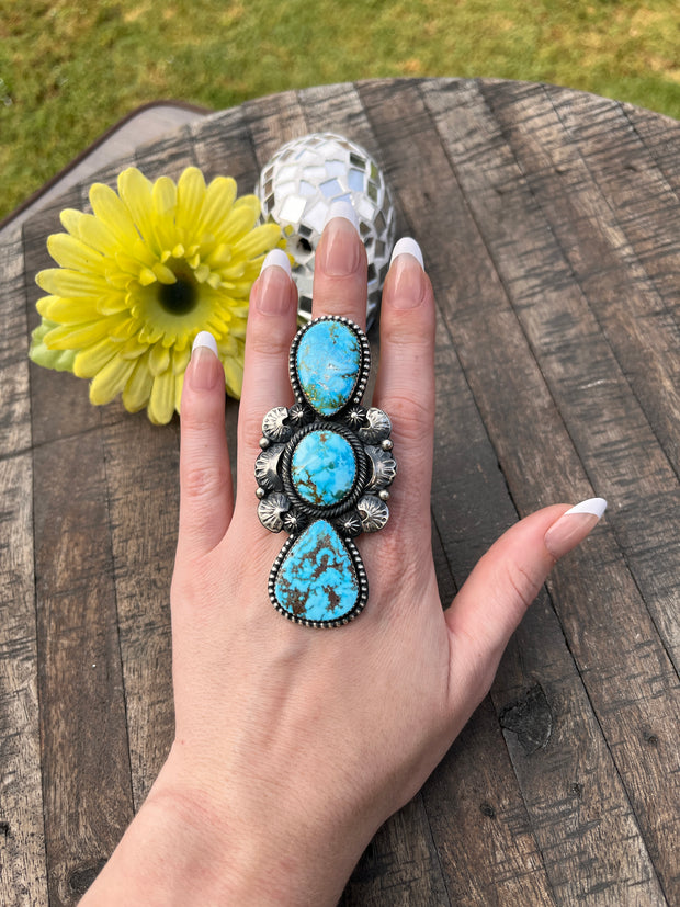 High Grade Kingman 3 Stone Rings  1-2