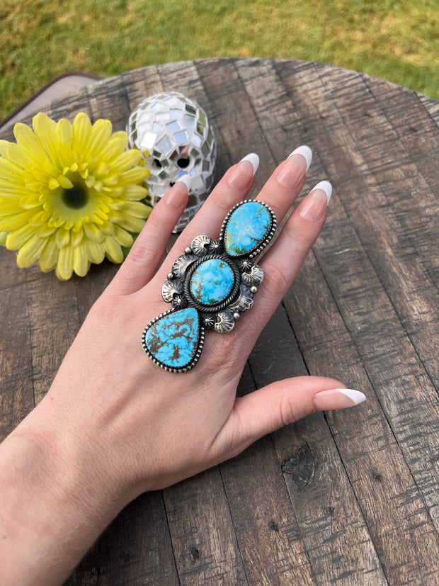 High Grade Kingman 3 Stone Rings  1-2