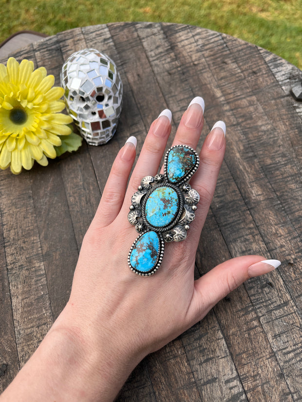 High Grade Kingman 3 Stone Rings  1-2