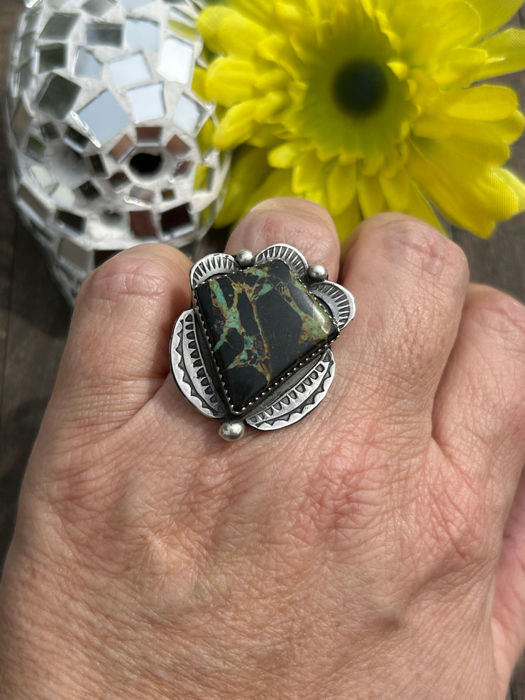 Adjustable Single Stone Blackjack Ring