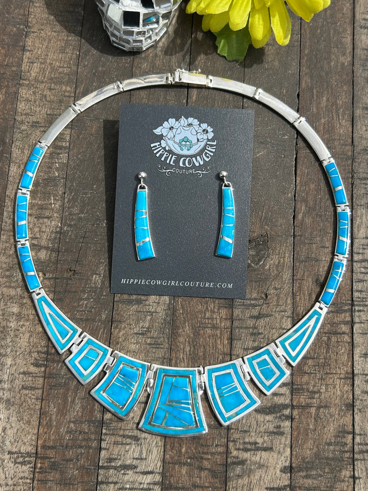 Turquoise Inlay Necklace Set