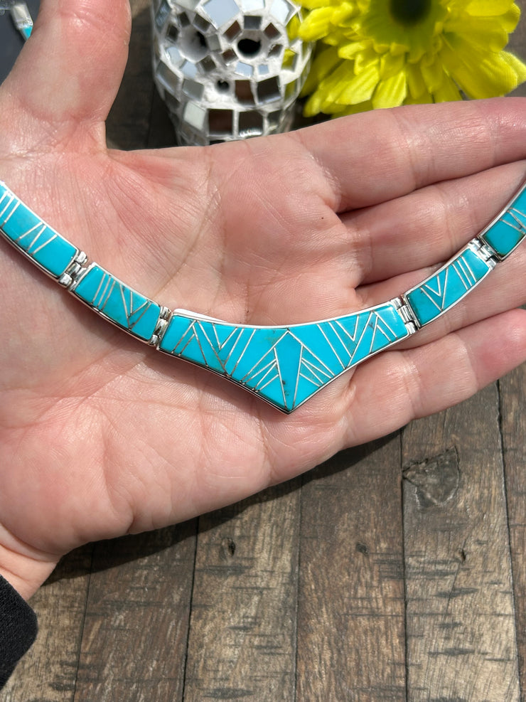 Turquoise Inlay Necklace Set