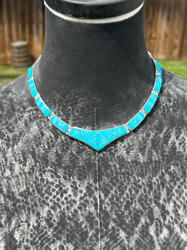 Turquoise Inlay Necklace Set