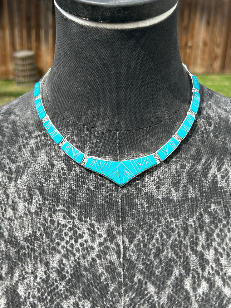 Turquoise Inlay Necklace Set