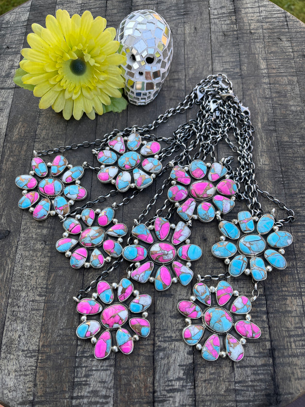 Cotton Candy Kingman Turquoise  Necklace #1-8