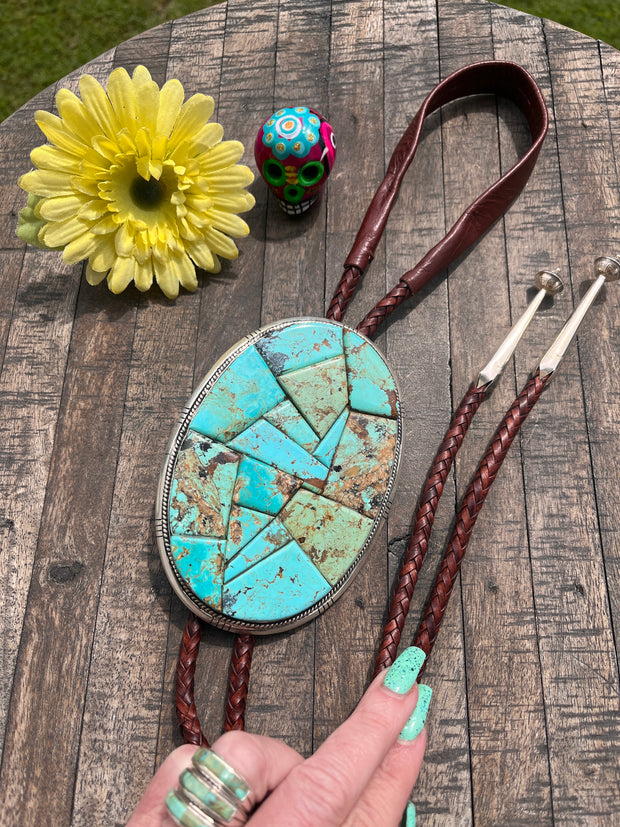 Cobblestone Inlay #8 Turquoise Bolo